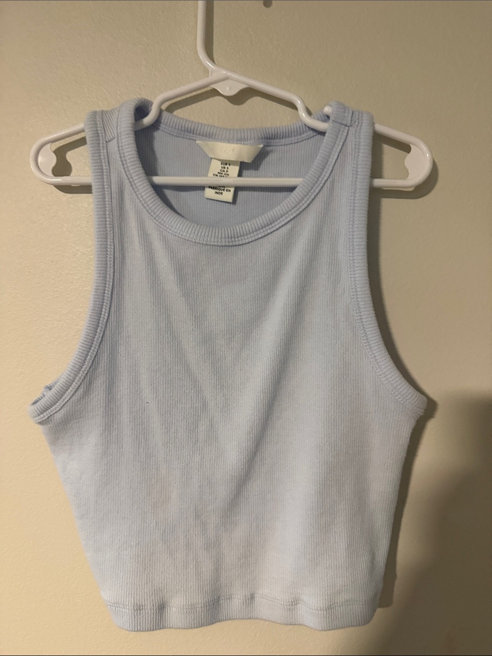 H&M Light Blue Ribbed Crop Tank Top